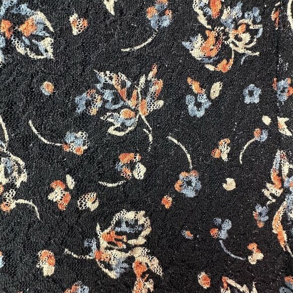 Lauren Jeans Co Floral Ruffle Hem Fit & Flare Dress Black Boho Cottagecore 8 - Picture 12 of 16